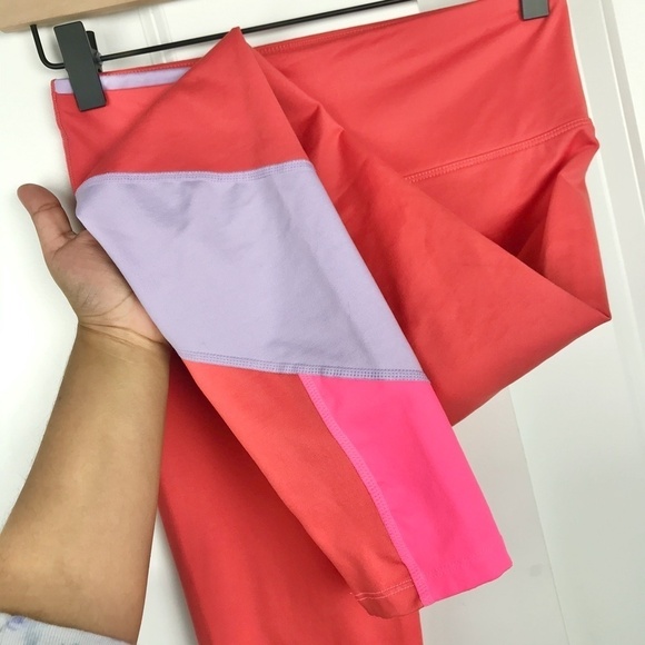 JoyLab 7/8 Coral Comfort Color Block Leggings- XS - Picture 6 of 10